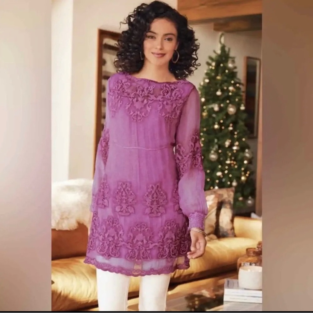 Soft Surroundings Hermosa Silk tunic Plumberry NWT MEDIUM